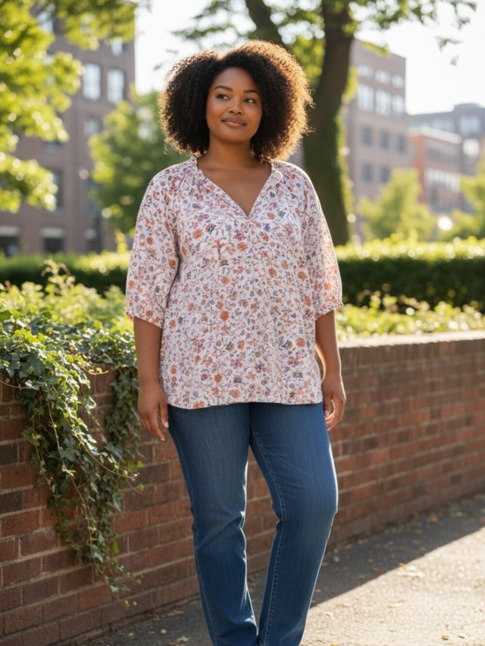 Ana Multicolor Floral Blouse, Size 3X – Fresh and Versatile.